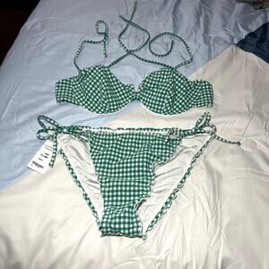 NWT Onia green plaid bikini size XL. Top has underwire for support. Super cute.